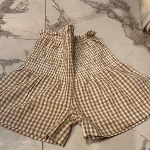 Sim & Sam Brown Gingham Women's Shorts high waisted